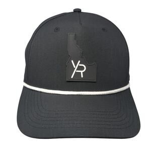 Idaho Snapback Hat Black One Size Adjustable Patch Vented Holes Rope Name Band